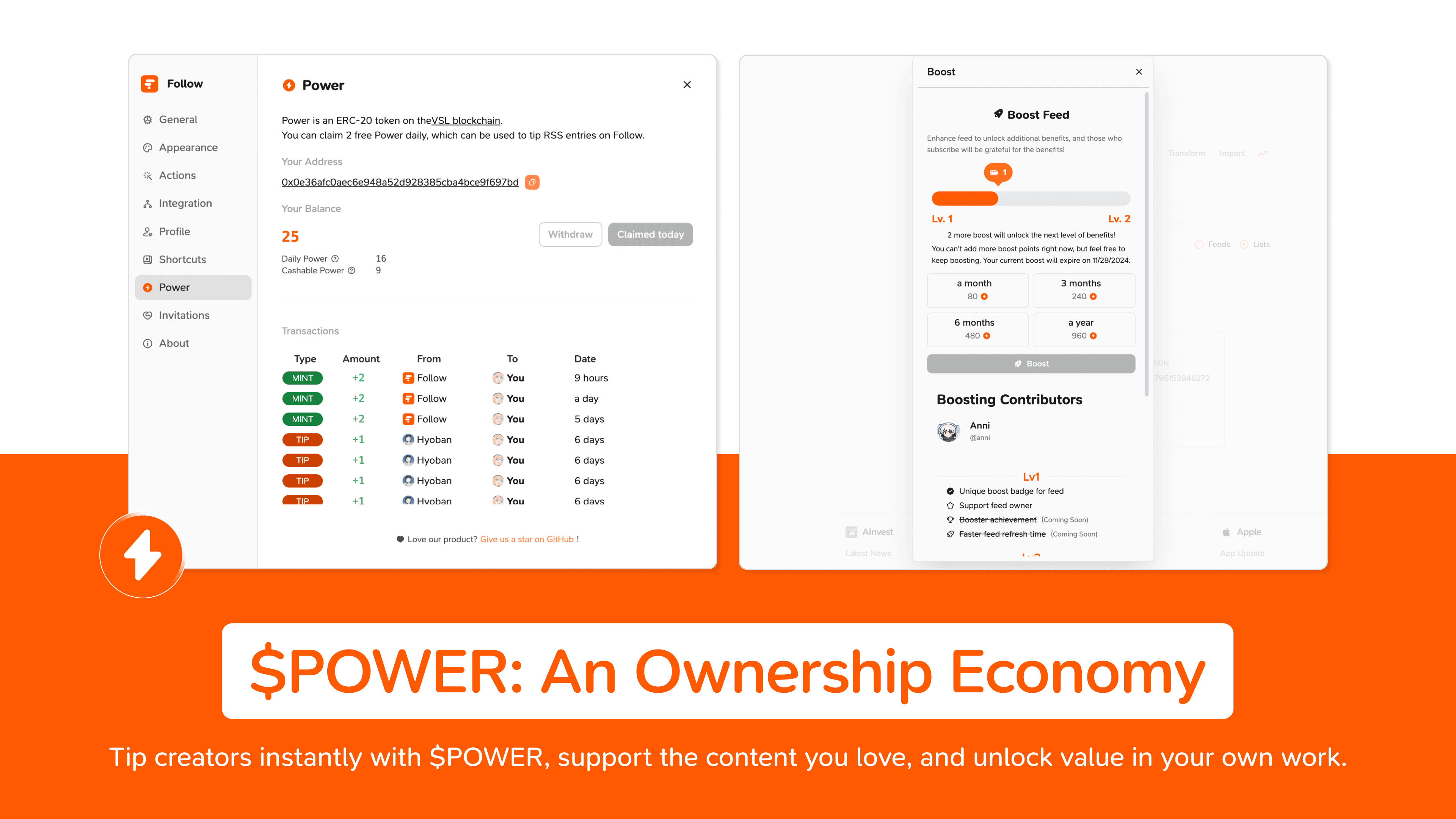 Screenshot of Power page